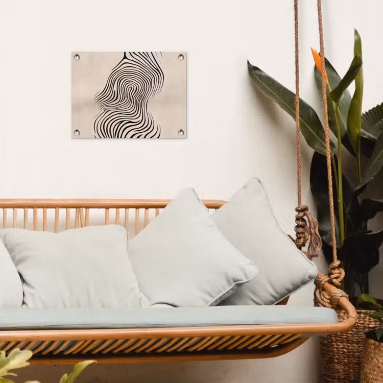 Lijnen - Abstract - Golvend - Zwart tuinposter los doek klein -sfeer7