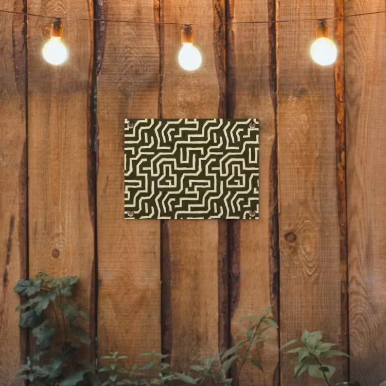 Lijnen - Abstract - Groen tuinposter los doek klein 239 -sfeer1