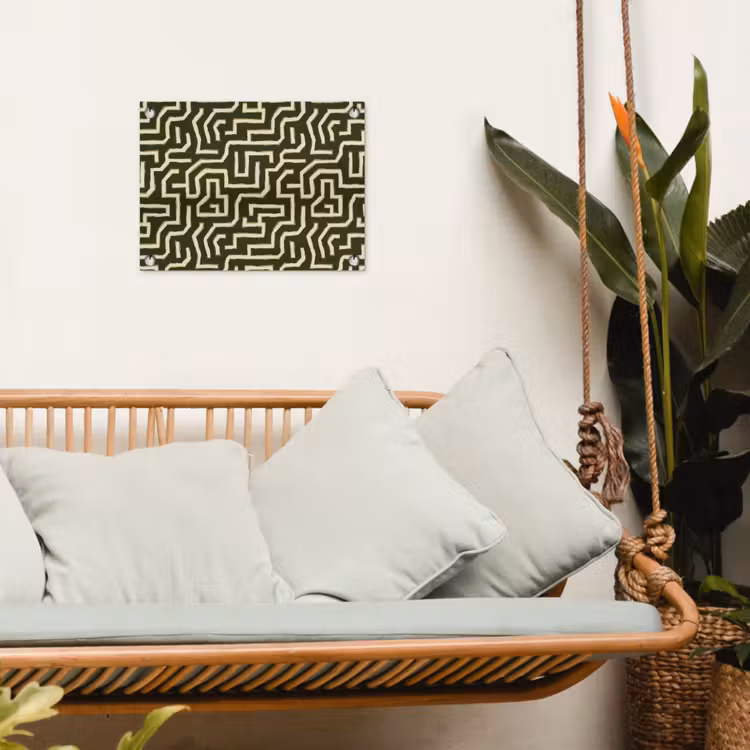 Lijnen - Abstract - Groen tuinposter los doek klein 239 -sfeer7