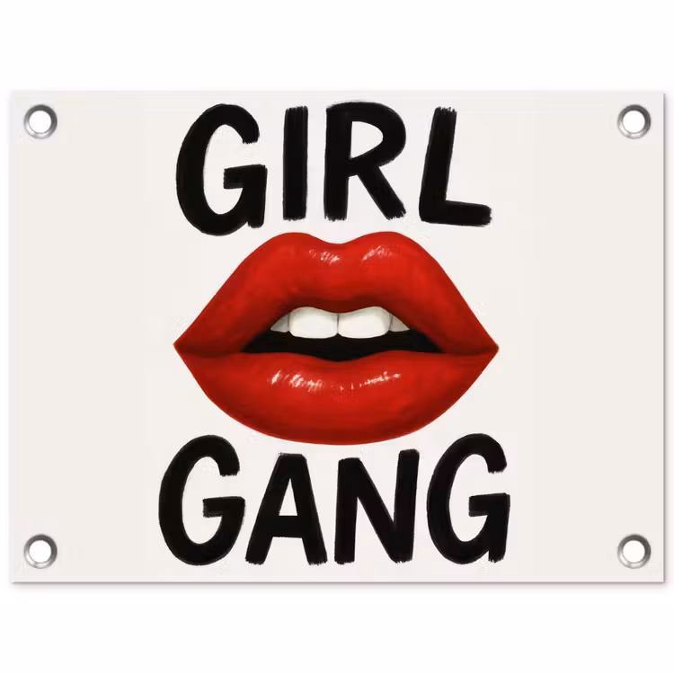 Lip - Girl - Rood - Letters tuinposter los doek klein -3d