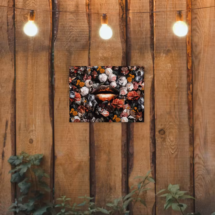Lippen - Bloemen - Verf - Oranje - Kunst - Abstract - Oude meesters tuinposter los doek klein -sfeer1