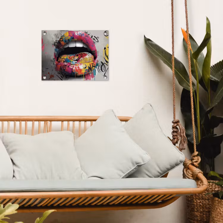 Lippen - Graffiti - Expressief tuinposter los doek klein -sfeer7