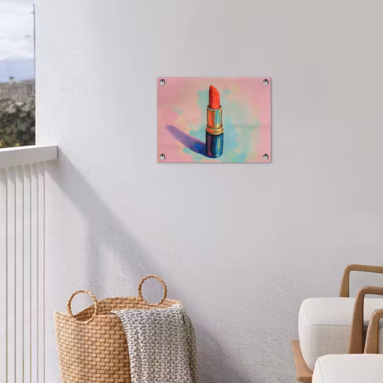 Lippenstift - Rood - Penseelstreken tuinposter los doek klein -sfeer8