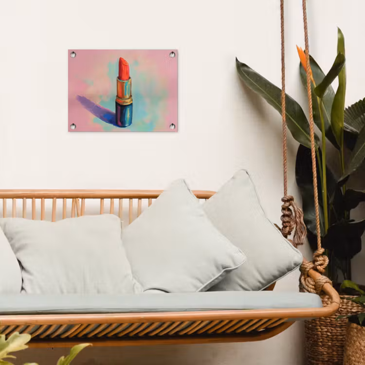 Lippenstift - Rood - Penseelstreken tuinposter los doek klein -sfeer7