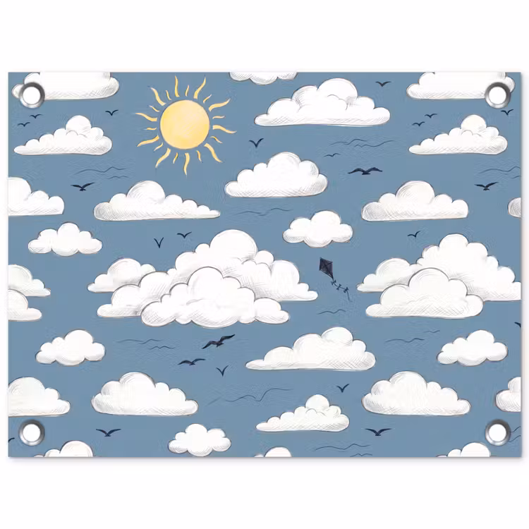 Lucht - Zon - Wolken - Natuur - Blauw tuinposter los doek klein -3d