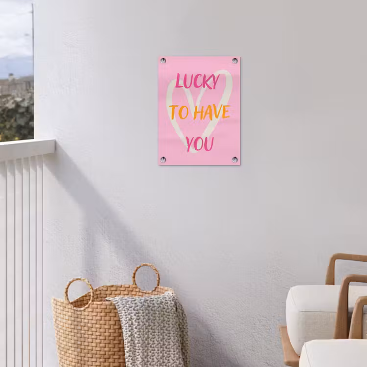 Lucky - Love - Valentijn - Roze tuinposter los doek klein -sfeer8