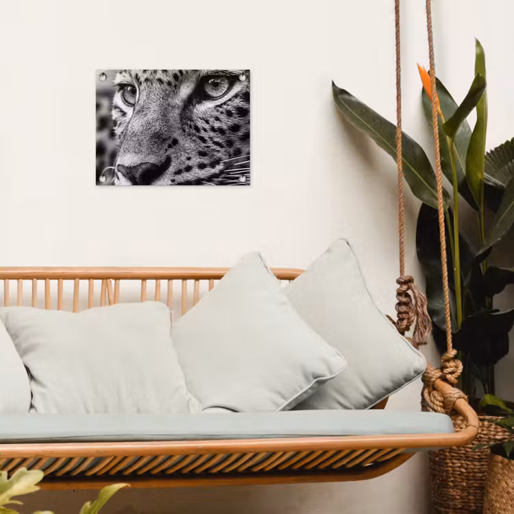 Luipaard - Zwart - Wit - Oog tuinposter los doek klein -sfeer7