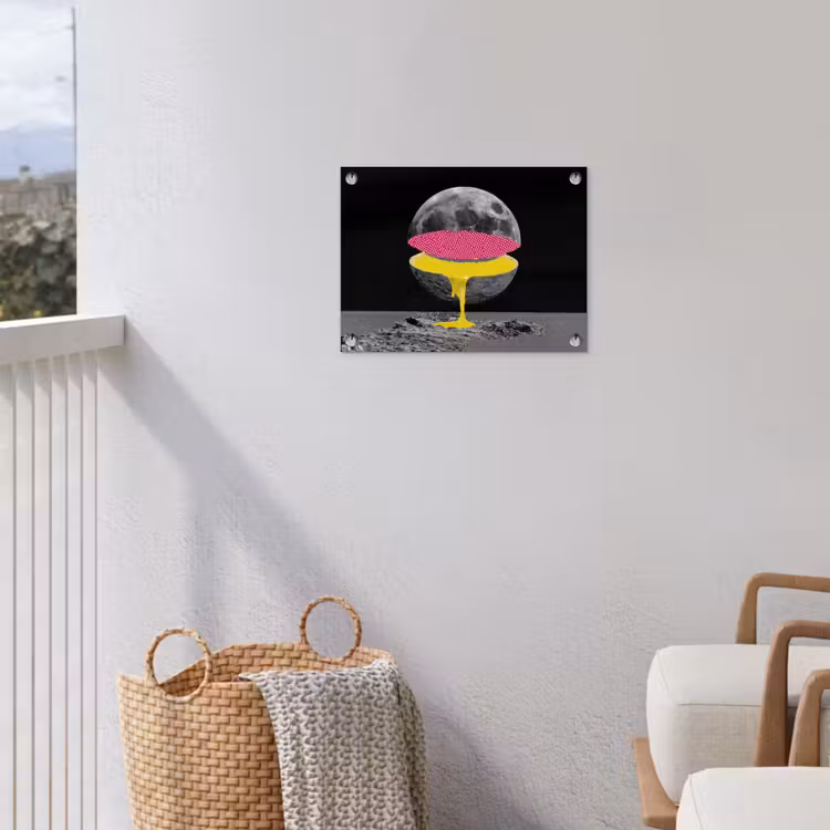 Maan - Geel - Roze - Zwart tuinposter los doek klein -sfeer8