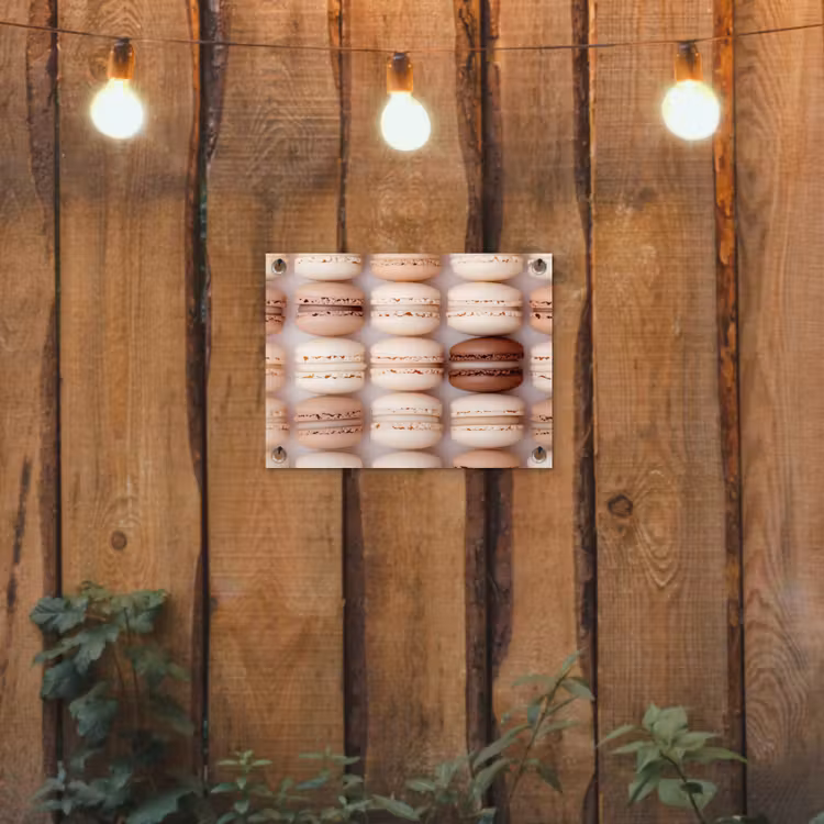 Macarons - Beige - Bruin tuinposter los doek klein -sfeer1