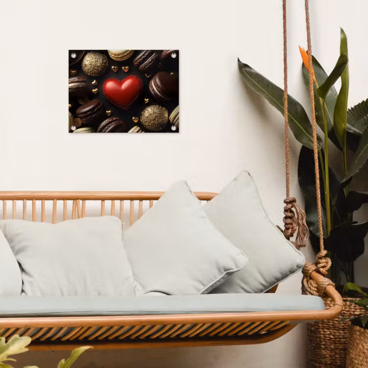 Macarons - Rood - Hart tuinposter los doek klein -sfeer7