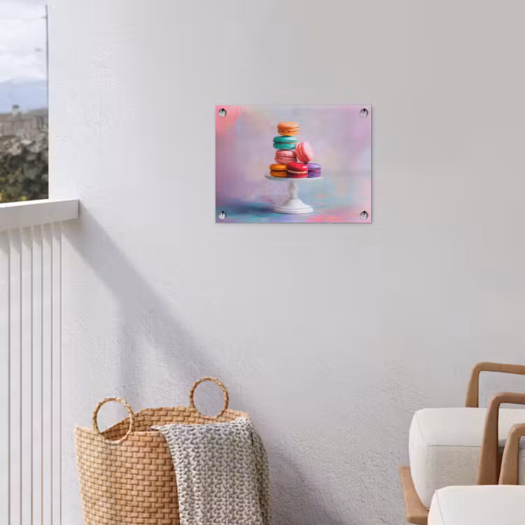 Macarons - Schaal - Pastel - Kleurrijk tuinposter los doek klein -sfeer8