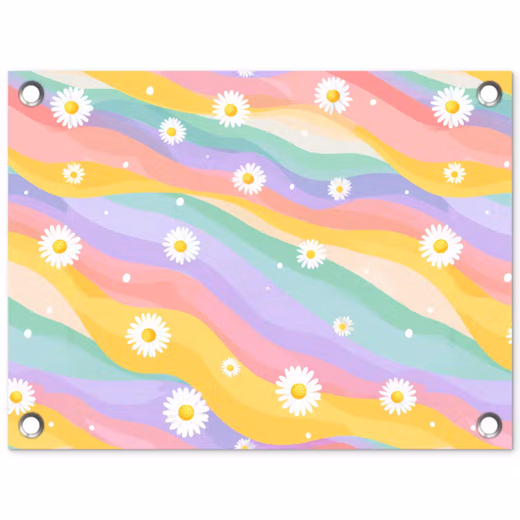 Madeliefjes - Kleurrijk - Pastel - Vrolijk tuinposter los doek klein -3d