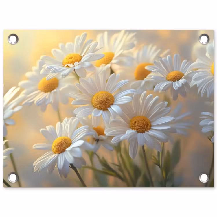 Madeliefjes - Wit - Zonlicht tuinposter los doek klein -3d