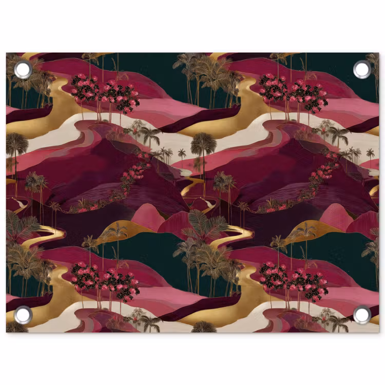 Magisch - Palmbomen - Goud tuinposter los doek klein 239 -3d