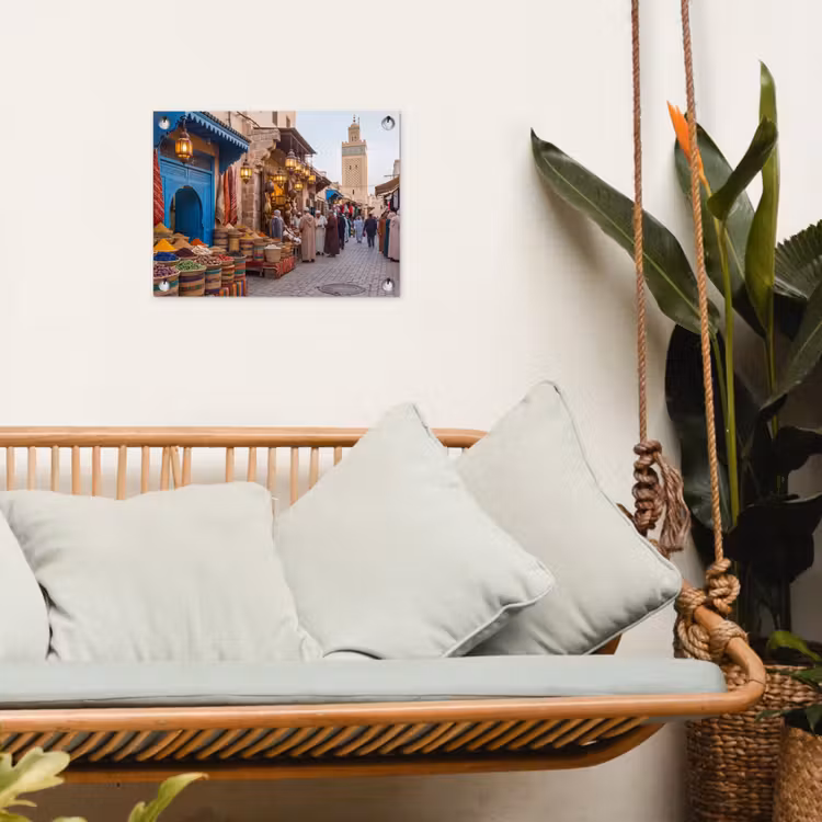 Tuinposter - Markt - Oosters - Kleurrijk - Markt - Oosters - Kleurrijk tuinposter los doek klein