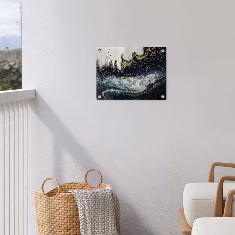 Marmer - Abstract - Goud - Luxe tuinposter los doek klein -sfeer8