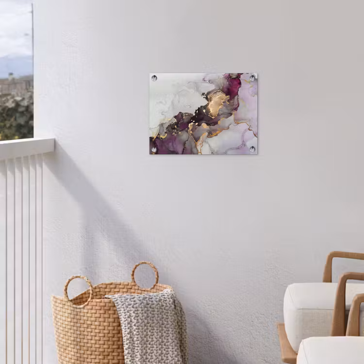Marmer - Abstract - Goud - Paars tuinposter los doek klein -sfeer8