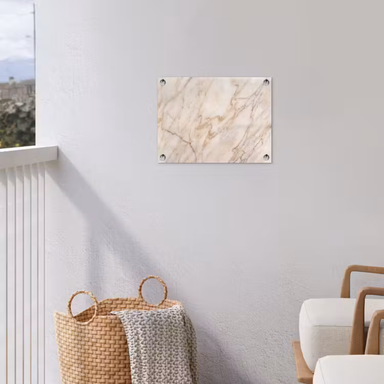 Marmer - Ader - Abstract - Wit - Goud tuinposter los doek klein -sfeer8