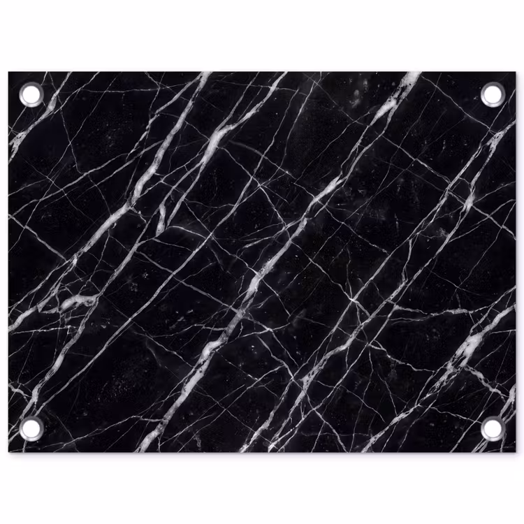 Marmer - Aders - Abstract - Zwart tuinposter los doek klein -3d