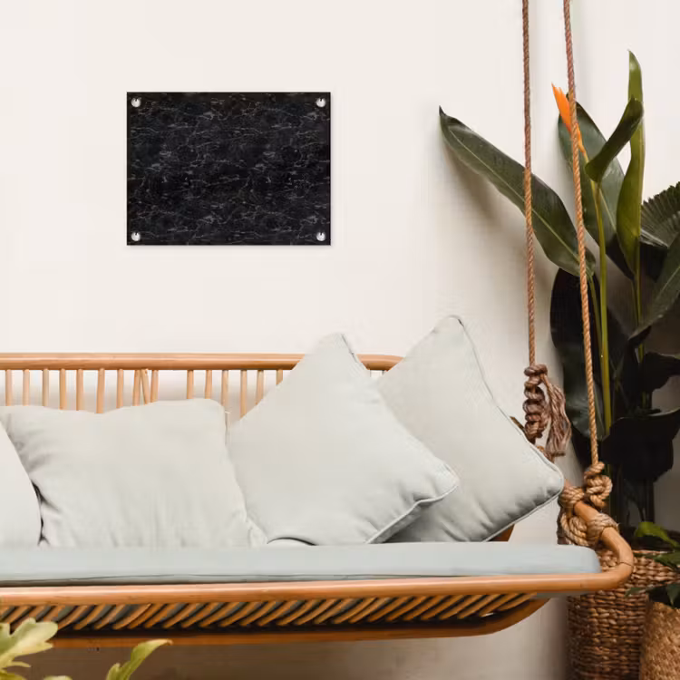Marmer - Aders - Zwart tuinposter los doek klein 239 -sfeer7