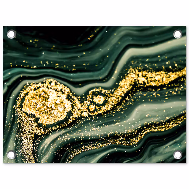 Marmer - Goud - Glitter - Groen - Marmerlook - Luxe tuinposter los doek klein -3d