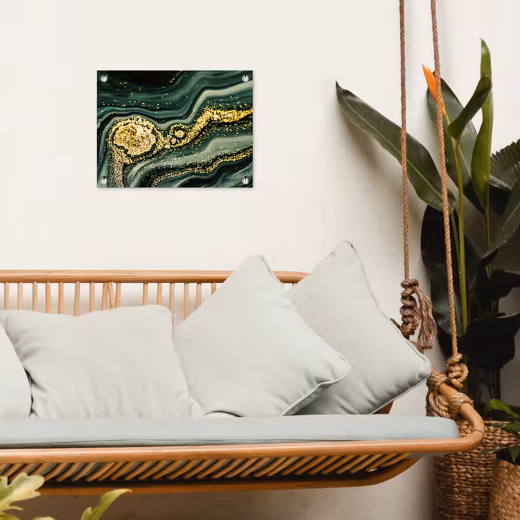 Marmer - Goud - Glitter - Groen - Marmerlook - Luxe tuinposter los doek klein -sfeer7