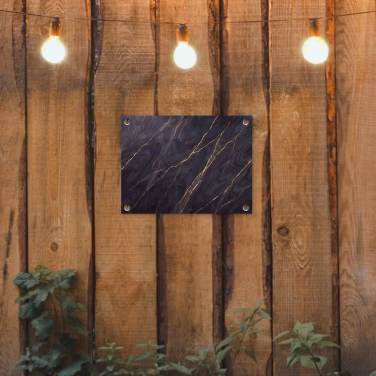 Marmer - Goudaders - Abstract - Modern - Zwart tuinposter los doek klein -sfeer1
