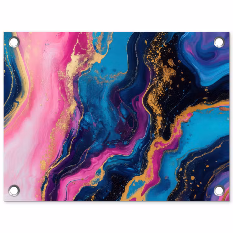 Marmer - Modern - Goud tuinposter los doek klein -3d