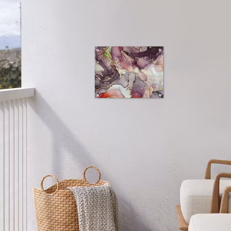 Marmer - Rood - Paars - Goud tuinposter los doek klein -sfeer8