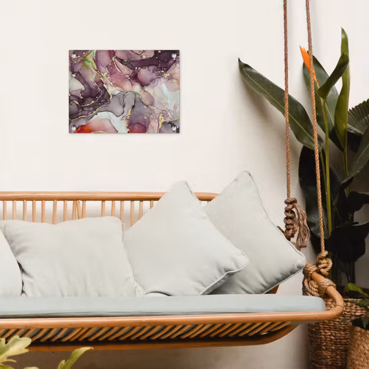 Marmer - Rood - Paars - Goud tuinposter los doek klein -sfeer7