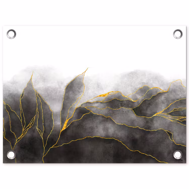 Marmer - Zwart - Goud - Luxe - Marmerlook tuinposter los doek klein -3d