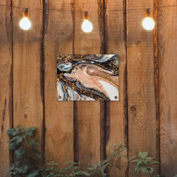 Marmerlook - Goud - Zwart - Glitter - Chic tuinposter los doek klein -sfeer1