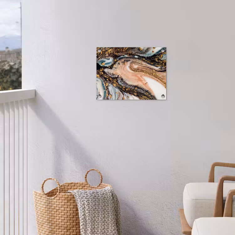 Marmerlook - Goud - Zwart - Glitter - Chic tuinposter los doek klein -sfeer8
