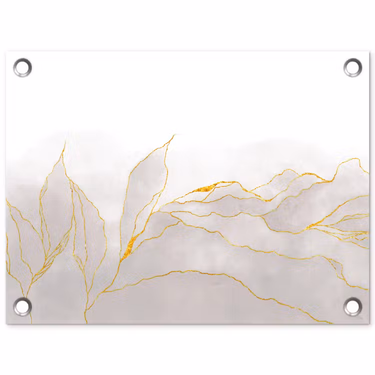Marmerlook - Grijs - Goud - Chic - Marmer tuinposter los doek klein -3d