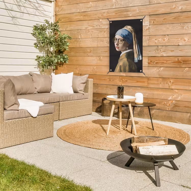 Meisje met de parel - Johannes Vermeer - Bril tuinposter los doek klein -sfeer4