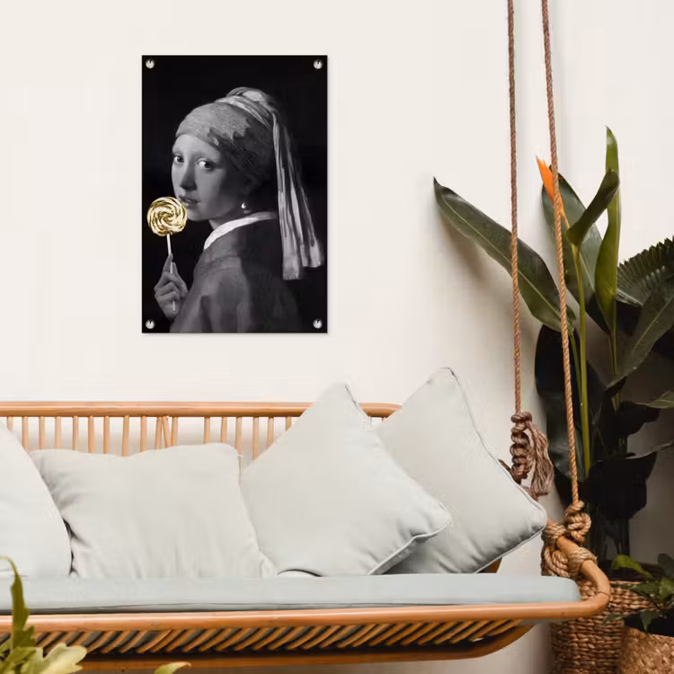 Meisje met de parel - Johannes Vermeer - Lolly - Goud tuinposter los doek klein -sfeer7