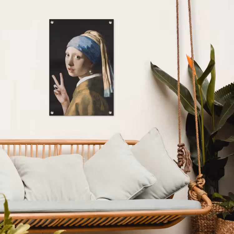 Meisje met de parel - Johannes Vermeer - Peace tuinposter los doek klein -sfeer7