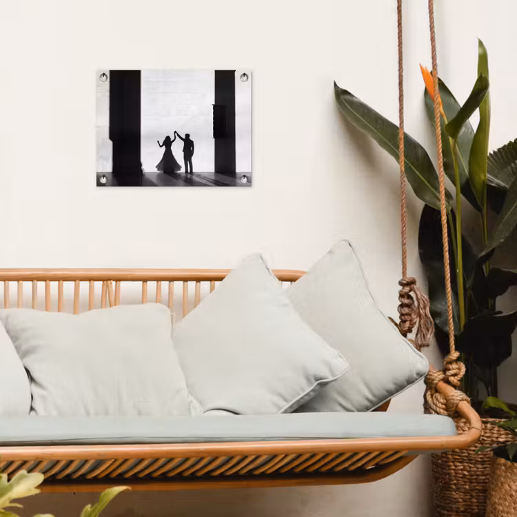 Mensen - Schaduw - Dans - Zwart-wit - Liefde tuinposter los doek klein -sfeer7