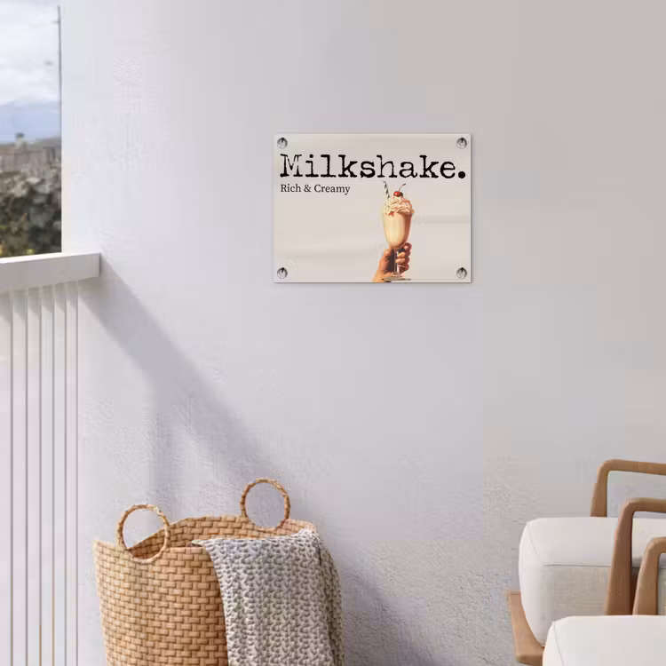 Milkshake - Kers - Rietje tuinposter los doek klein -sfeer8