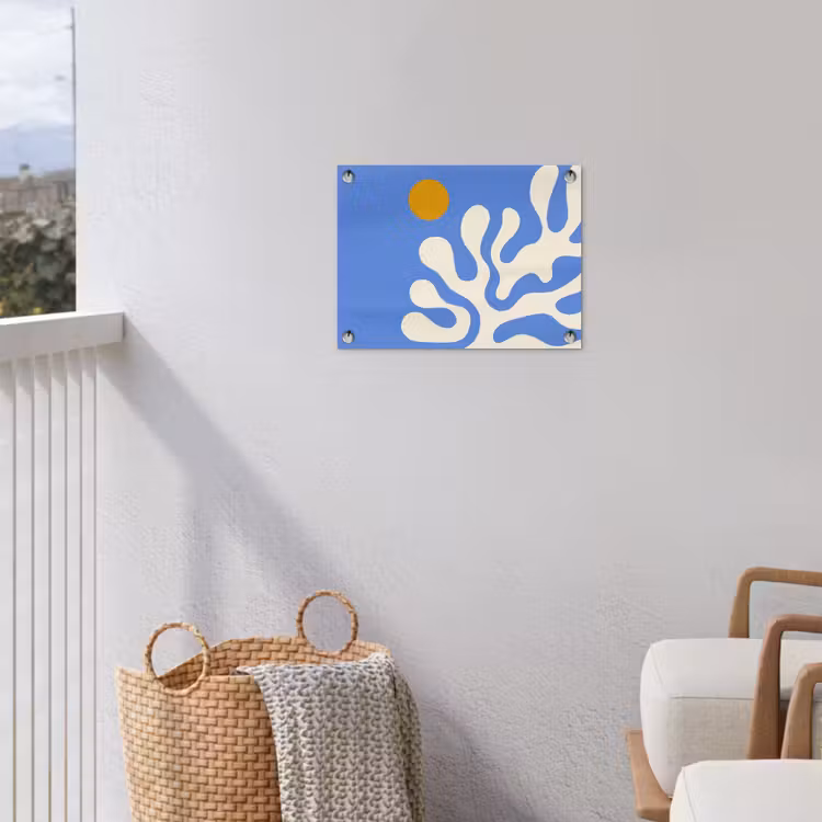 Minimalistisch - Organisch patroon - Blauw tuinposter los doek klein -sfeer8