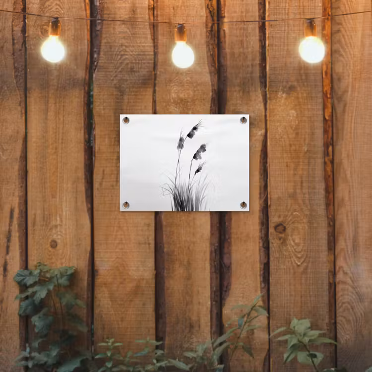 Minimalistisch - Stelen - Wit tuinposter los doek klein -sfeer1