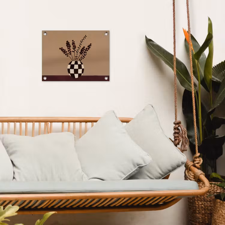 Minimalistisch - Vaas - Bloemen - Bruin tuinposter los doek klein -sfeer7