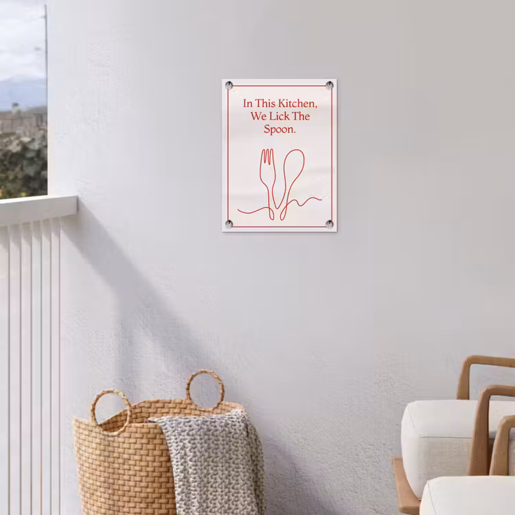 Minimalistisch - Vork - Lepel - Lijntekening tuinposter los doek klein -sfeer8