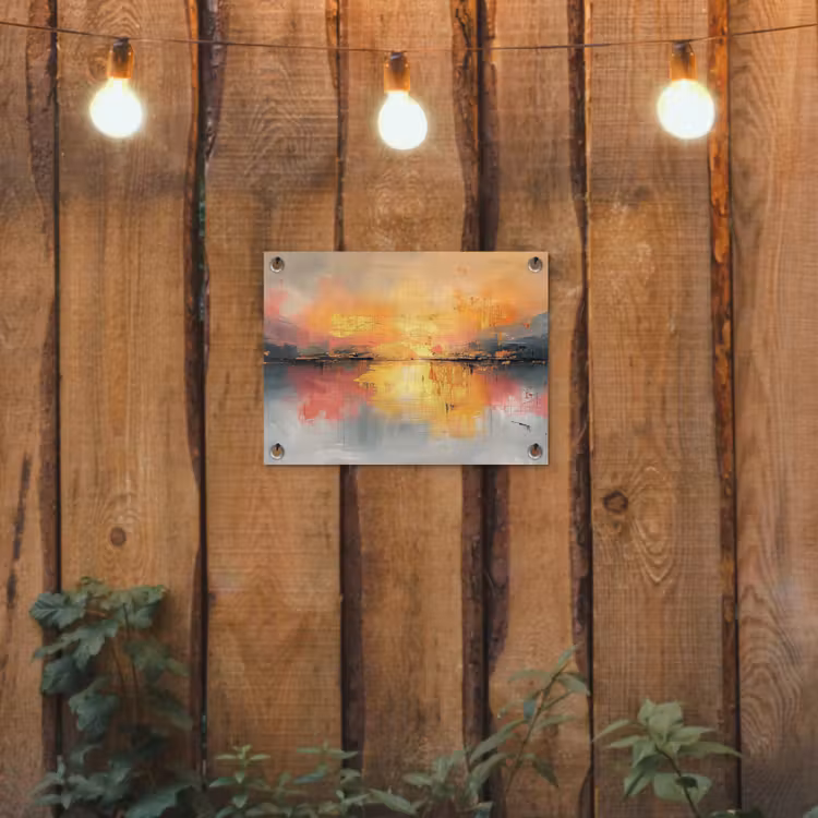 Modern - Abstract - Goud - Roze tuinposter los doek klein -sfeer1