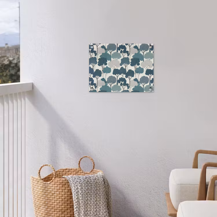 Modern - Bomen - Bos - Patroon - Blauw tuinposter los doek klein 239 -sfeer8