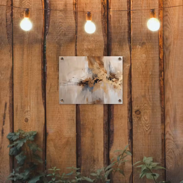Modern - Bruin - Abstract - Beige tuinposter los doek klein -sfeer1