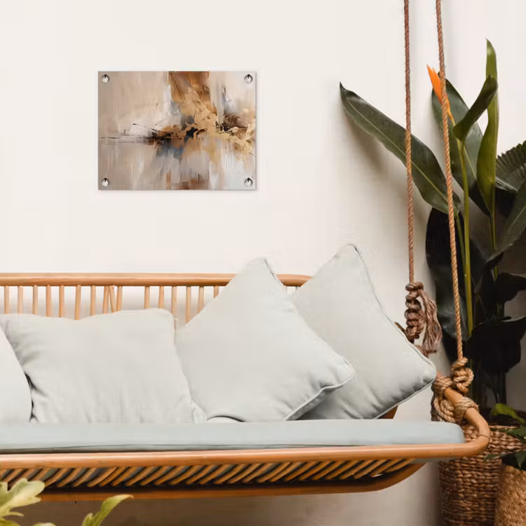 Modern - Bruin - Abstract - Beige tuinposter los doek klein -sfeer7