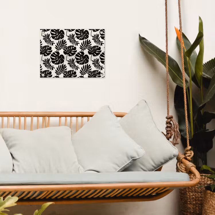 Modern - Monstera - Zwart tuinposter los doek klein 239 -sfeer7