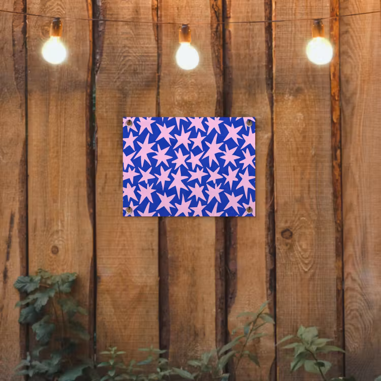 Modern - Sterren - Blauw tuinposter los doek klein 239 -sfeer1