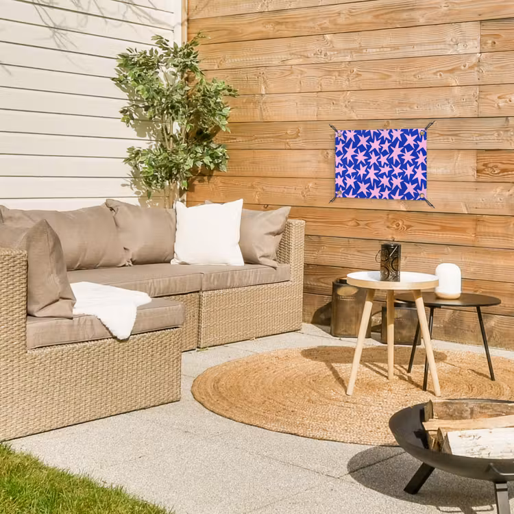Modern - Sterren - Blauw tuinposter los doek klein 239 -sfeer4